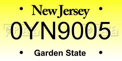 0YN9005 New Jersey License Plate