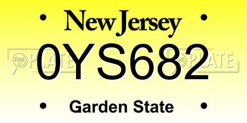 0YS682 New Jersey License Plate