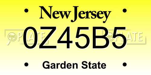 0Z45B5 New Jersey License Plate