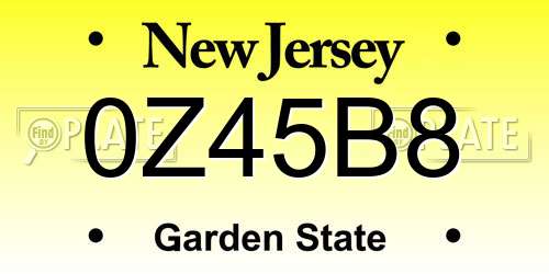 0Z45B8 New Jersey License Plate