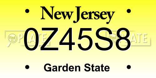 0Z45S8 New Jersey License Plate