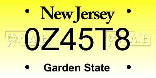 0Z45T8 New Jersey License Plate