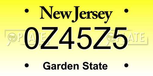 0Z45Z5 New Jersey License Plate