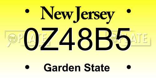 0Z48B5 New Jersey License Plate