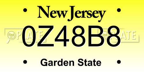 0Z48B8 New Jersey License Plate