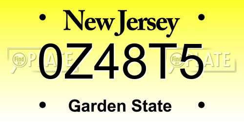 0Z48T5 New Jersey License Plate