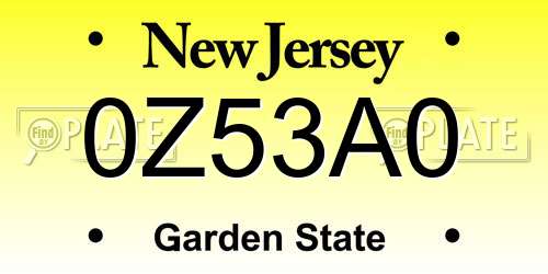 0Z53A0 New Jersey License Plate