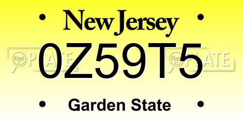 0Z59T5 New Jersey License Plate