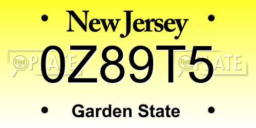 0Z89T5 New Jersey License Plate