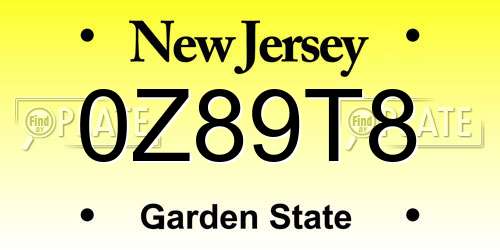 0Z89T8 New Jersey License Plate