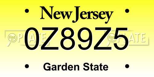 0Z89Z5 New Jersey License Plate