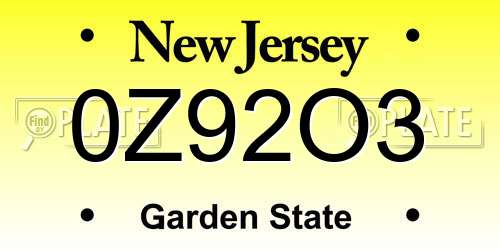 0Z92O3 New Jersey License Plate