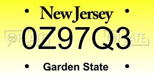 0Z97Q3 New Jersey License Plate
