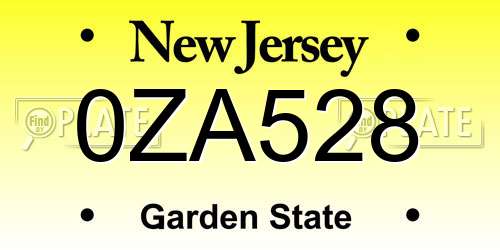 0ZA528 New Jersey License Plate