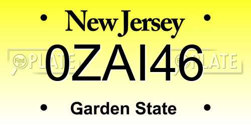 0ZAI46 New Jersey License Plate