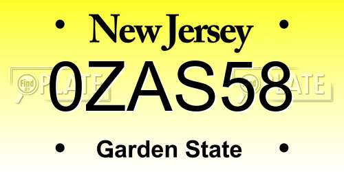 0ZAS58 New Jersey License Plate