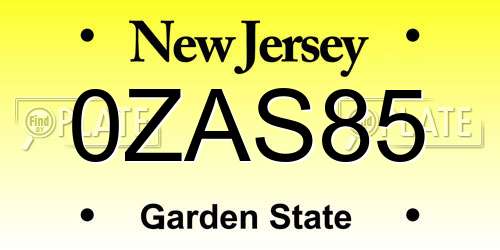0ZAS85 New Jersey License Plate