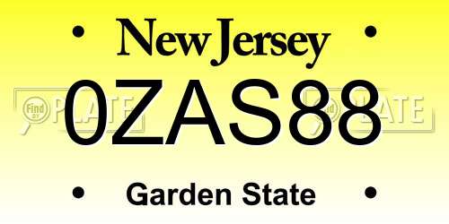 0ZAS88 New Jersey License Plate