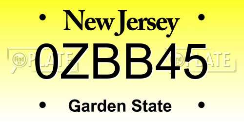 0ZBB45 New Jersey License Plate