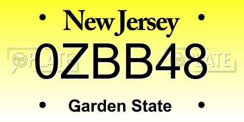 0ZBB48 New Jersey License Plate
