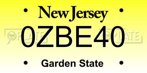 0ZBE40 New Jersey License Plate