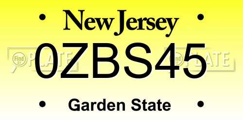 0ZBS45 New Jersey License Plate