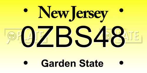 0ZBS48 New Jersey License Plate