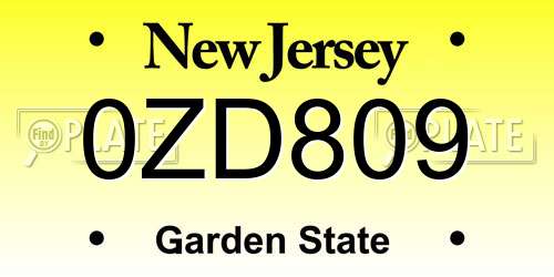 0ZD809 New Jersey License Plate