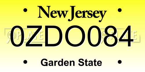 0ZDO084 New Jersey License Plate