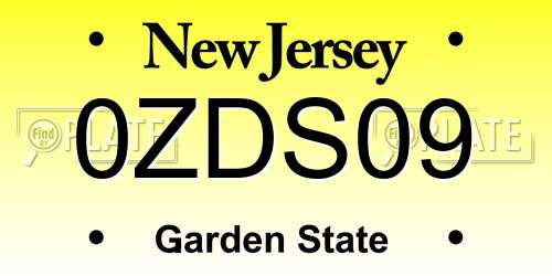 0ZDS09 New Jersey License Plate