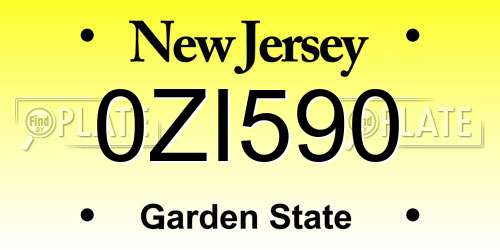 0ZI590 New Jersey License Plate