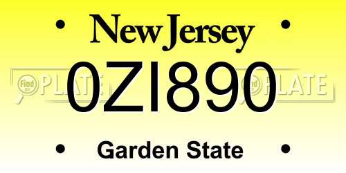0ZI890 New Jersey License Plate