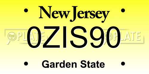 0ZIS90 New Jersey License Plate