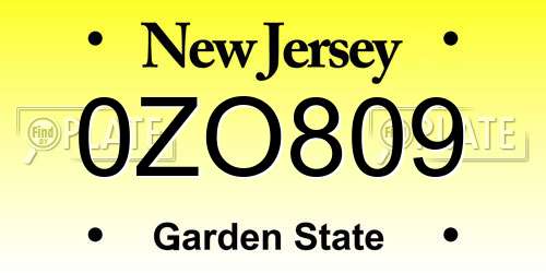 0ZO809 New Jersey License Plate