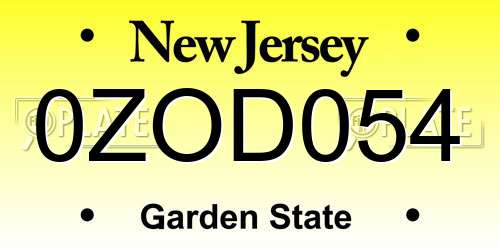 0ZOD054 New Jersey License Plate