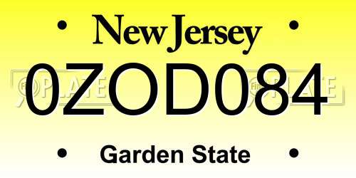 0ZOD084 New Jersey License Plate