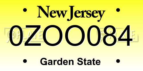 0ZOO084 New Jersey License Plate