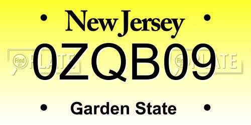 0ZQB09 New Jersey License Plate