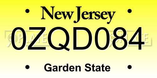 0ZQD084 New Jersey License Plate