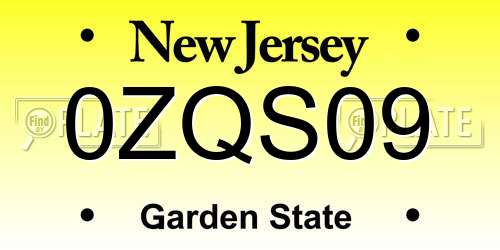 0ZQS09 New Jersey License Plate
