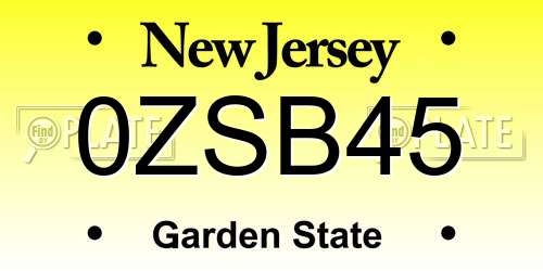0ZSB45 New Jersey License Plate