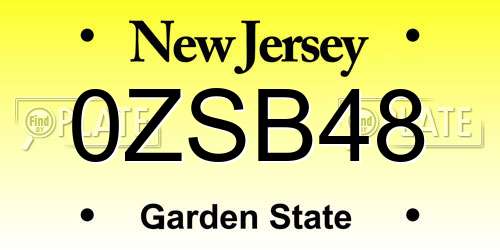0ZSB48 New Jersey License Plate