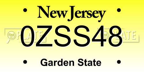 0ZSS48 New Jersey License Plate