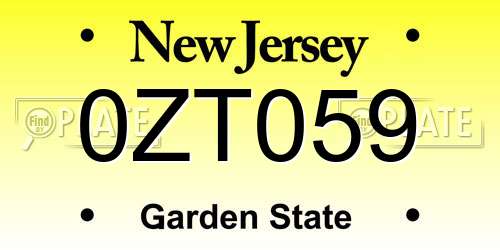 0ZT059 New Jersey License Plate