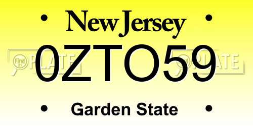 0ZTO59 New Jersey License Plate
