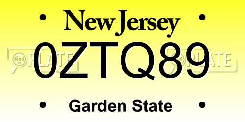 0ZTQ89 New Jersey License Plate