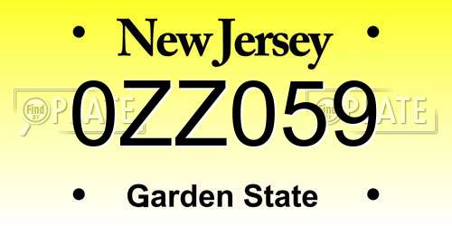 0ZZ059 New Jersey License Plate