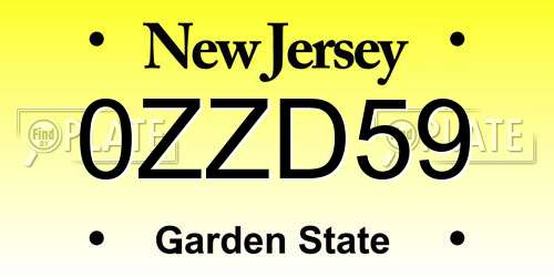 0ZZD59 New Jersey License Plate