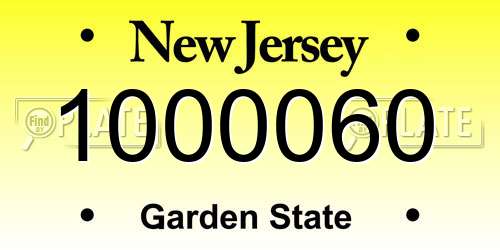 1000060 New Jersey License Plate