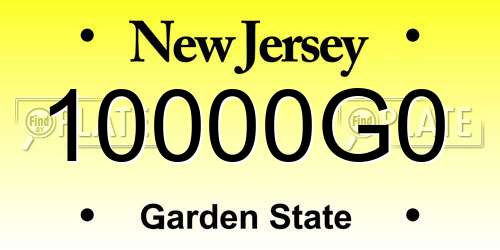 10000G0 New Jersey License Plate